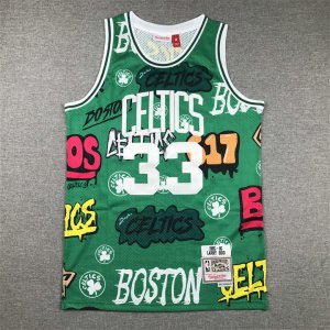 Maillot de Basket #33 Bird Boston Celtics Graffiti Vert